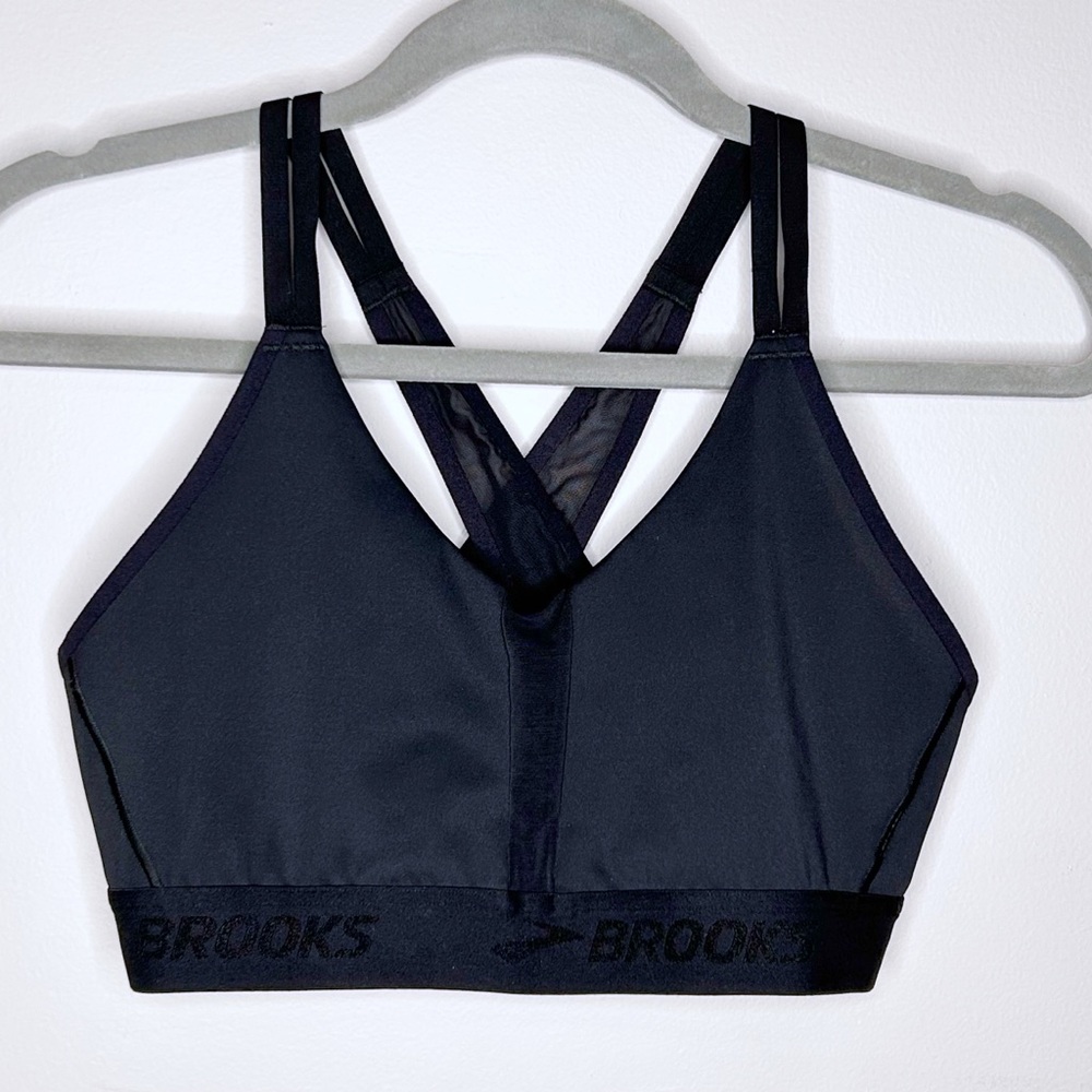 Brooks Sports Bra Plunge 2.0 Women’s Large Black Strappy Athletic Medium Running